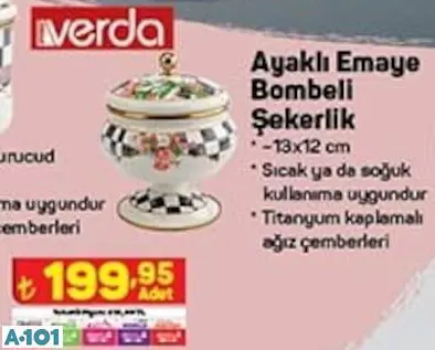 AYAKLI EMAYE BOMBELİ ŞEKERLİK AYAKLI EMAYE BOMBELİ ŞEKERLİK
